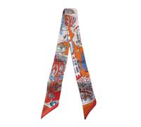 JERLA 100% Mulberry silk Scarf Head Hair Ribbon Handbag Handle wrap Tie Bundle Scarf Neckerchief Scarf for women men, World Orange, 33.5"×1.97"
