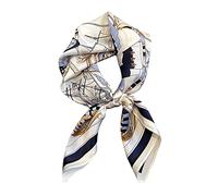 JERLA 100% Pure Mulberry Silk Square Scarf for Hair-26.7”X26.7” Women Men Natural Silk Neckerchief Headscarf, Blue Sailboat, 26.7”X26.7”
