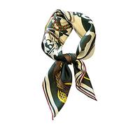 JERLA 100% Pure Mulberry Silk Square Scarf for Hair-26.7”X26.7” Women Men Natural Silk Neckerchief Headscarf, Twill Blackish Green Chain, 26.7”*26.7”