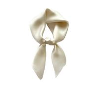 JERLA 100% Pure Mulberry Silk Square Scarf for Hair-27''x27'' Women Men Natural Silk Neckerchief Headscarf, Pearl White, 26.7”X26.7”
