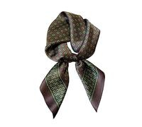 JERLA 100% Pure Mulberry Silk Square Scarf for Hair-27''x27'' Women Men Natural Silk Neckerchief Headscarf, Black and Green, 26.7”X26.7”