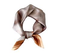 JERLA Women's Men's Small Square 100% Real Mulberry Silk satin Scarfs Hair head face scarf 21" x 21", Brown, Small