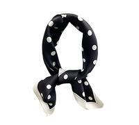 JERLA Women's Men's Small Square 100% Real Mulberry Silk satin Scarfs Hair head face scarf 21" x 21", Polka Dot Black, 21" x 21"