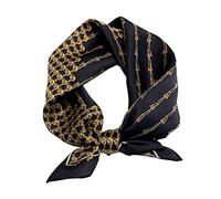 JERLA Women's Men's Small Square satin 100% Real Mulberry Silk Scarfs paisley Hair head face scarf 21" x 21", Black Chain, 21" x 21"