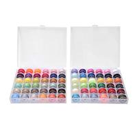 Jerliflyer 36PCS Assorted Colors Prewound Bobbin Thread, Embroidery Thread with 2PCS Clear Storage Plastic Box for Embroidery and Sewing Machine DIY (72 Colors)