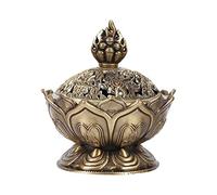 Jerliflyer Vintage Lotus Incense Burner Holder, Burning Bowl Mini Incense Cone Holder Bowl Metal Sage Holder Burner for Home Office Feng Shui Decoration(bronze colour)