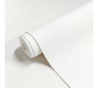 JERLITU Litchi Grained Solid Color Faux Leather Fabric 30 cm X 137 cm, Soft Waterproof PU Fake Pleather Roll for Bags, DIY Crafts, Shoes and Accessories, White