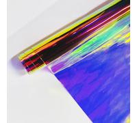 JERLITU Transparent Colorful PVC Vinyl Fabric 30cm X 137cm Roll, Pink Purple Vinyl Fabric Easy to Cut Very Suitable for Handmade DIY, Interior Decoration, Hair Accessories, and Other Fashion Products