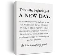 JerLoe Canvas Wall Art Inspirational Motivational This is the Beginning of a New Day Quote Canvas Print Positive Life Canvas Painting Office Home Wall Decor Framed Gift 12x15 Inch