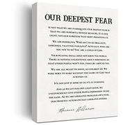 JerLoe Marianne Williamson Inspirational Quote Our Deepest Fear Canvas Wall Art Posters Positive Canvas Wall Art Framed Wall Art 12x15 Inches