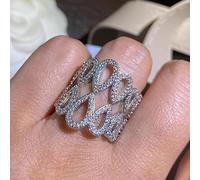 JerMrasra Shiny Cubic Zirconia Ring Teardrop Ring for Women Adjustable Openwork Shiny Single Ring, Multi-Row Zirconia Ring Wedding Band Jewelry Gifts