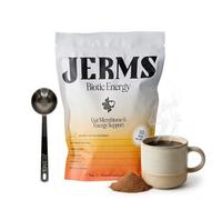 JERMS Biotic Energy | Mushroom Coffee Alternative with Lion's Mane, Cordyceps & Adaptogens | Caffeine-Free Cacao Blend for Calm Focus & Gut Health | 30 Servings