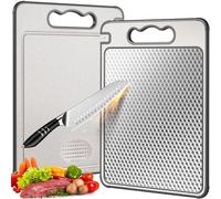 Jeroesja Double Sided Titanium Chopping Board and Wheat Straw Cutting Board, 14.5 * 10in Non-Toxic Cutting Board, for Meat and Vegetables, Dishwasher Safe, Scratch Resistant Design