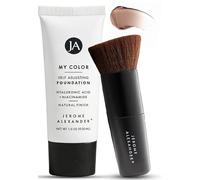 Jerome Alexander My Color Self-Adjusting Foundation, Hydrating & Lightweight Face Makeup, Skincare-Infused, with Kabuki Brush, Medium Dark, 1 oz