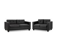 jerome faux leather 3+2 seater sofa set in black