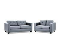 jerome faux leather 3+2 seater sofa set in grey