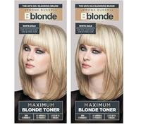 Jerome Russell Bblonde White Gold Maximum Blonde Toner - Non-Permanent Hair Toner for Pre-Lightened & Blonde Hair Colour, Hair Dye with No Ammonia or Peroxide, Lasts 8 Washes, 75ml (Pack of 2)