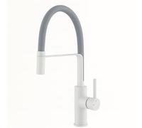 Jeroni Chef Pull-Out Kitchen Mixer Tap White Body Grey Flexible Spout