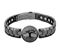 JEROOT Magnetic Bracelet Women's Titanium Steel Tree of Life World Tree Black Magnetic Bracelet Men with Ultra Strength of 6000 Gauss Magnets Adjustable