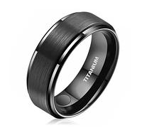 JEROOT Titanium Magnetic Rings for Men Women, Step Edge Sl esign Magnetic Rings 2 Strong Magnets with Jewelry Gift Box Black 8mm X 1/2(3500 Gauss)