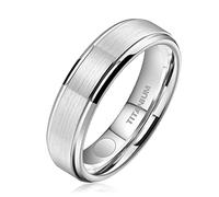JEROOT Titanium Magnetic Rings for Men Women, Step Edge Sl esign Magnetic Rings 2 Strong Magnets with Jewelry Gift Box Silver 5mm P 1/2(3500 Gauss)