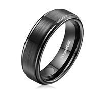 JEROOT Titanium Magnetic Rings for Men Women, Step Edge Sl esign Magnetic Rings 2 Strong Magnets with Jewelry Gift Box Black 5mm R 1/2(3500 Gauss)