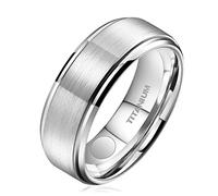 JEROOT Titanium Magnetic Rings for Men Women, Step Edge Sl esign Magnetic Rings 2 Strong Magnets with Jewelry Gift Box Silver 8mm W 1/2(3500 Gauss)