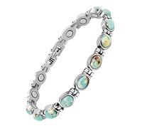 JEROOT Women’s Magnetic Bracelet, White Crystals, 316L Stainless Steel, Adjustable Length