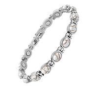 JEROOT Women's Magnetic Bracelet with Natural White Turquoise Stone, Adjustable Length with Sizing Tool, Silver Stainless Steel