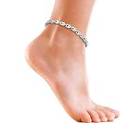 JEROOT Women's Magnetic Crystal Anklet With Reiki Stone - Adjustable Silver Stainless Steel With Sizing Tool