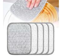Jerpsen Multipurpose Wire Dishwashing Rags for Wet and Dry, Reusable Wire Miracle Cleaning Cloths, Round Wire Washing Cloth, Non Scratch Wire Dishcloth for Kitchen, Sinks, Pots, Pans (5PCS)