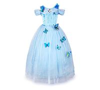 JerrisApparel New Cinderella Dress Princess Costume Butterfly Girl (2 Years, Sky Blue)