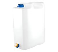 Jerry Can 20 L with Tap - Food Grade Water Canister for Drinking Water Storage - Durable Plastic Camping Water Carrier with Robust Knob Tap - Ideal for Travel, Caravan, Camper, Hiking and Outdoor Use