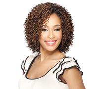JERRY CURL 3PCS QUE BY MILKYWAY SHORT CUT HUMAN HAIR BLEND MASTERMIX WEAVE [1B]