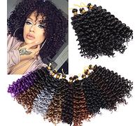 Jerry Curl Synthetic Marlybob Crochet Hair 8 Inch Kinky Curly Water Wave Braids Bohemian Curl Extension 6 Bundles Dark Brown