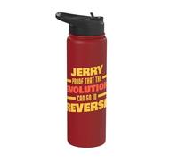 Jerry Evolution Can Go in Reverse Saying Funny Jerry Name Stainless Steel Insulated Water Bottle