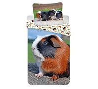 Jerry Fabrics 20BS411 Children's Bed Linen with Reversible Guinea Pig Pet Duvet Cover 140 x 200 cm Pillowcase 70 x 90 cm 100% Cotton Zip Closure Multi-Coloured
