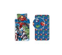 Jerry Fabrics Avengers Super Hero Bedding Set 140 x 200 cm - 3 Piece 100% Cotton - Duvet Cover + Fitted Sheet + Pillowcase 50 x 70 cm - Children's Bedding