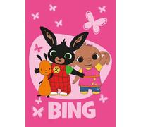 Jerry Fabrics Bing Fleece Throw Blanket - Soft Cozy Blanket for Kids | 100% Polyester | 100x150 cm | Lightweight Plush Blanket with “Butterflies” Design | Ideal for Couch, Nap, Bed or Travel