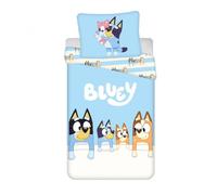 Jerry Fabrics Bluey Family Bed Linen Set - Reversible Duvet Cover 140 x 200 cm and Pillowcase 70 x 90 cm - MultiColoured - 100% Cotton