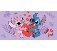 Jerry Fabrics Disney Lilo & Stitch Beach Towel Stitch & Angel Kiss Motif 70 x 140 cm 100% Cotton