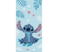 Jerry Fabrics Disney Lilo & Stitch Blue Beach Towel | Large 70x140 cm Soft & Absorbent 100% Cotton | Kids’ Bath, Pool & Beach Towel | Vibrant Stitch Design | Lightweight, Quick-Drying