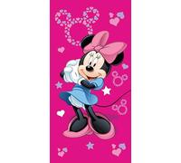 Jerry Fabrics Disney Minnie Mouse Beach & Bath Towel for Girls - 70x140 cm | 100% Cotton Terry Towel | Soft, Absorbent & Colorful Minnie Design | Perfect for Beach, Pool, Holiday or Bathtime