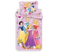 Jerry Fabrics Children's 2-Piece Bedding Set, Princesses 100% Cotton, Duvet Cover 140 x 200 cm + 1 Pillowcase 50 x 70 cm