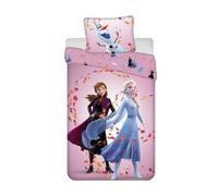 Jerry Fabrics Frozen Anna Elsa Children's Bed Linen Set, Single Duvet Cover 140 x 200 cm and Pillowcase 50 x 70 cm, 100% Cotton, Purple