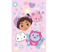 Jerry Fabrics Gabby’s Dollhouse Fleece Blanket 'Music' Design - 100 x 150 cm Soft Polyester Throw Featuring Gabby & Pandy Paws - Super Cozy for Kids