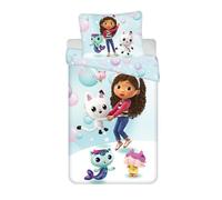 Jerry Fabrics Gabby's Dollhouse Duvet Cover and Pillowcase for Single Bed Set 140 x 200 + 70 x 90 cm Öko Tex Polyester with Zip