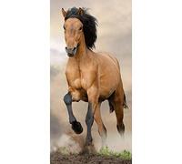 Horse Beach Towel Brown, Bath Towel, Beach Towel, Horse Motif, Stallion, 70 cm x 140 cm, 100% Cotton