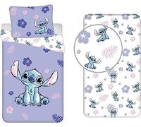 Jerry Fabrics Lilo & Stitch Bedding Set 140 x 200 cm - 3-Piece 100% Cotton - Duvet Cover + Fitted Sheet + Pillowcase 50 x 70 cm - Children's Bedding Set