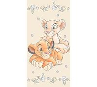 Jerry Fabrics Lion King Bath Towel, Beach Towel, Simba and Nala, for Children and Adults, 70 x 140 cm, 100% Cotton